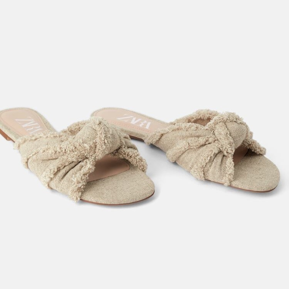 NWOT ZARA Fray Knotted Sandals